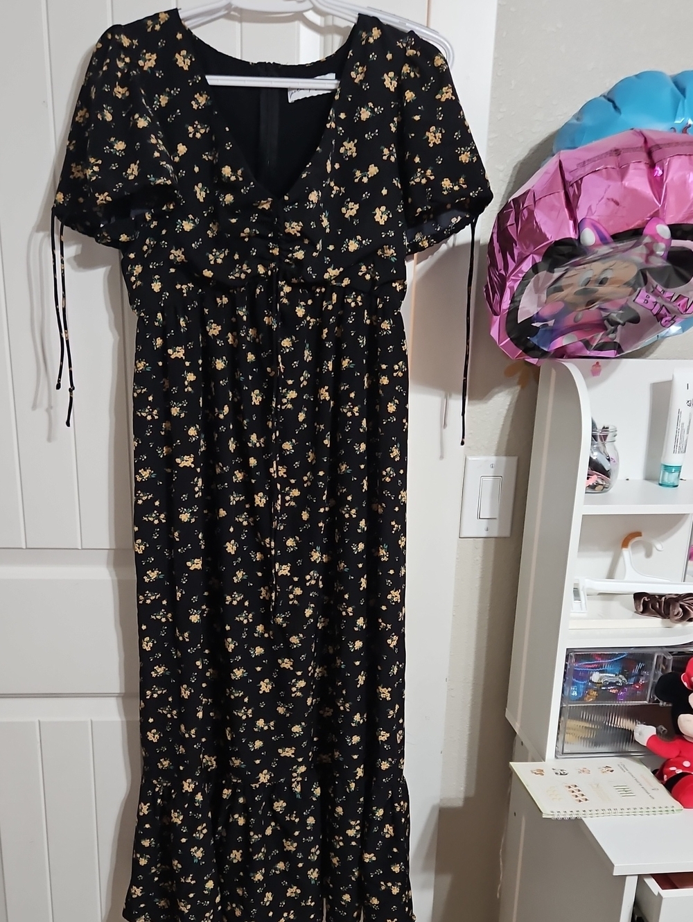 Petal & Pup Black Maxi Dress with Yellow Floral Print